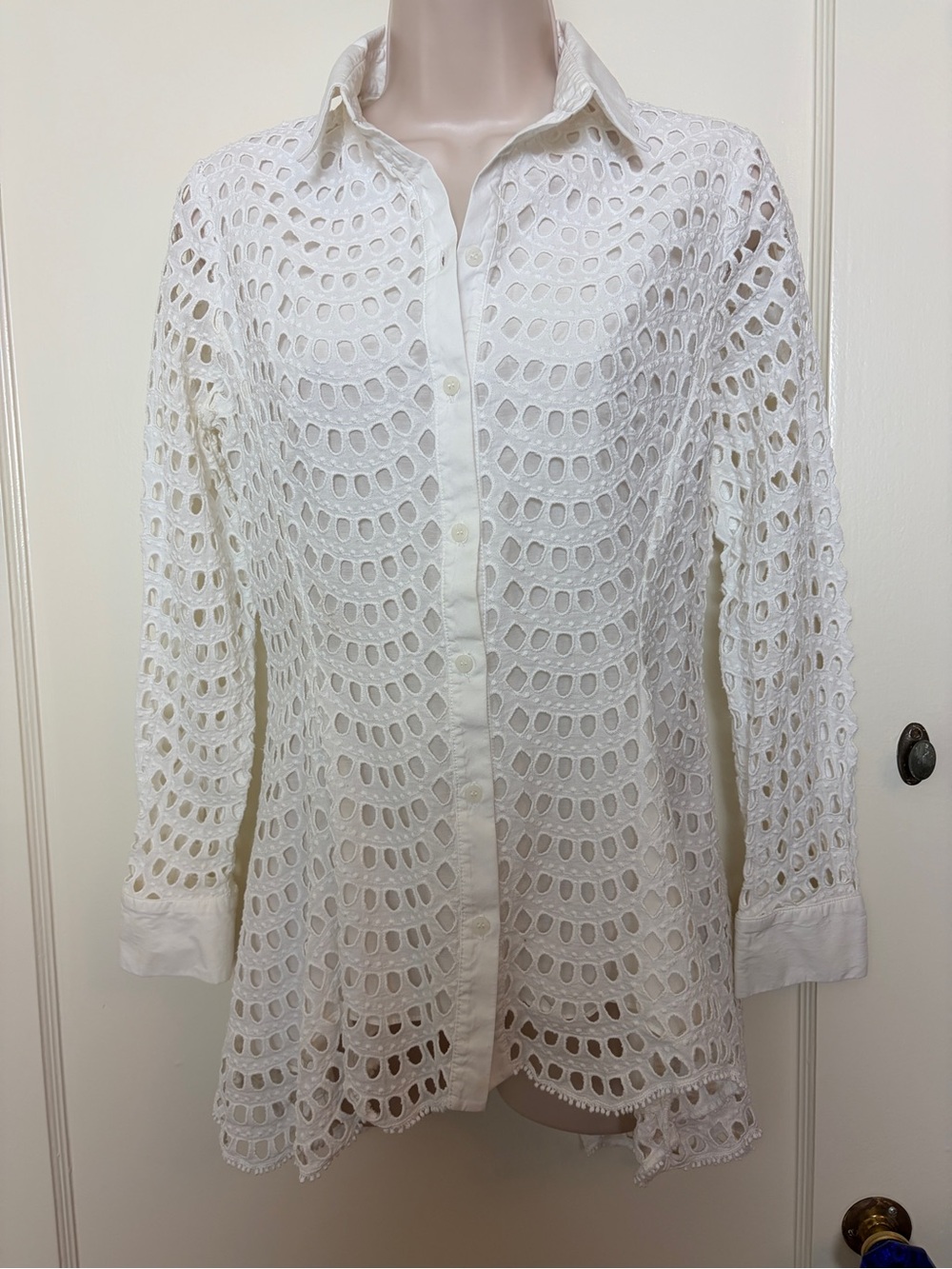 Lela Rose Broderie Anglaise White Eyelet Flare Hem Top (or Jacket!)